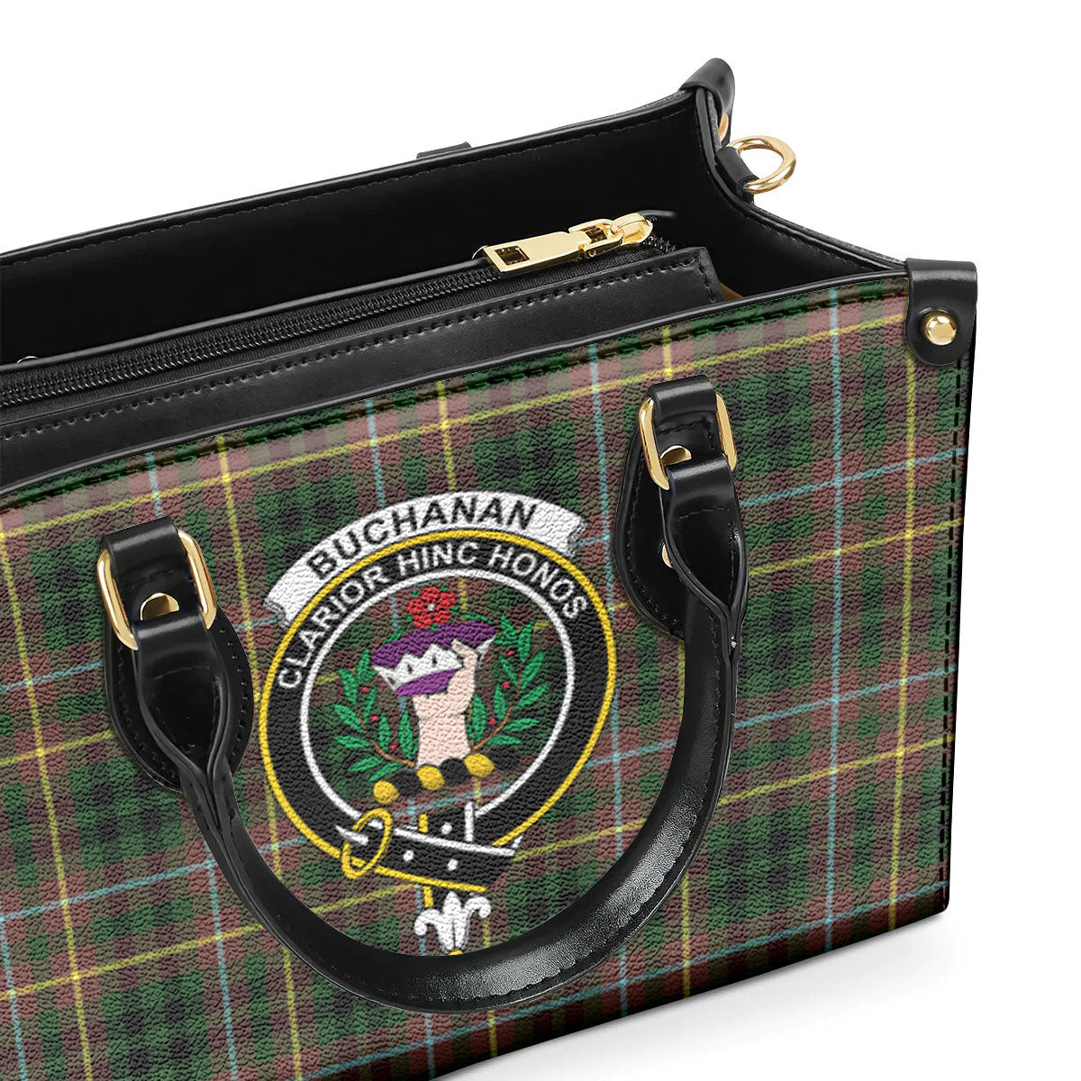 Buchanan Hunting Tartan Crest Leather Handbag