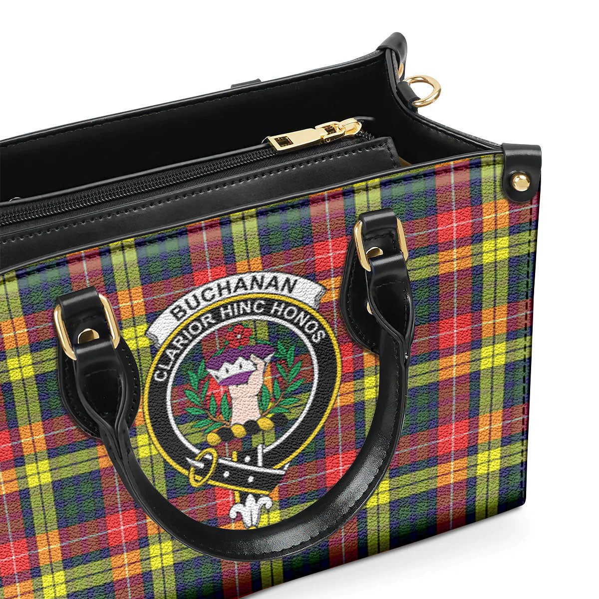 Buchanan Modern Tartan Crest Leather Handbag