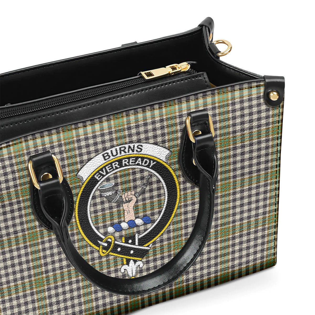 Burns Check Tartan Crest Leather Handbag