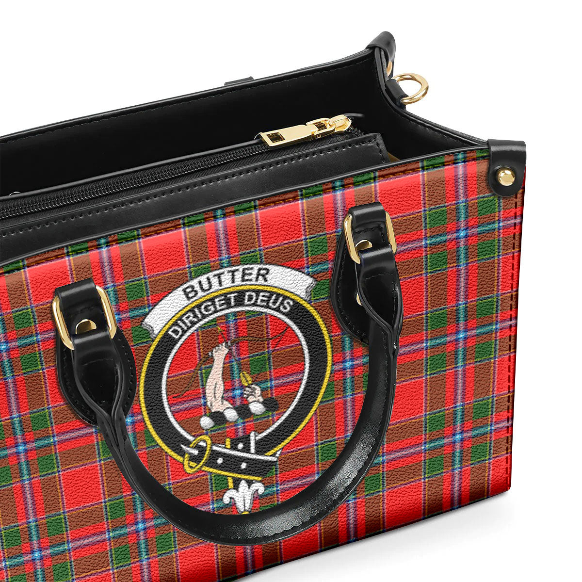 Butter Tartan Crest Leather Handbag