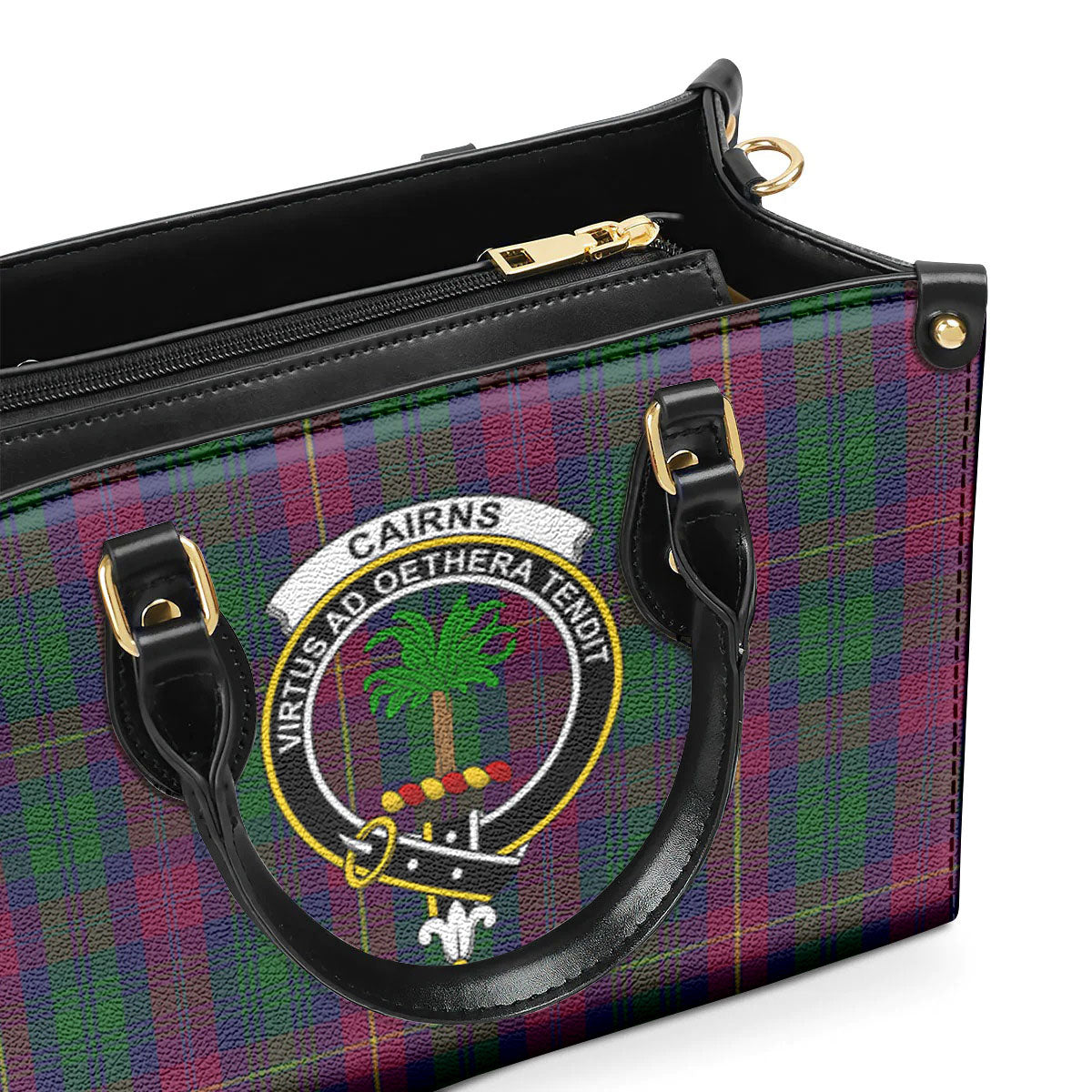 Cairns Tartan Crest Leather Handbag