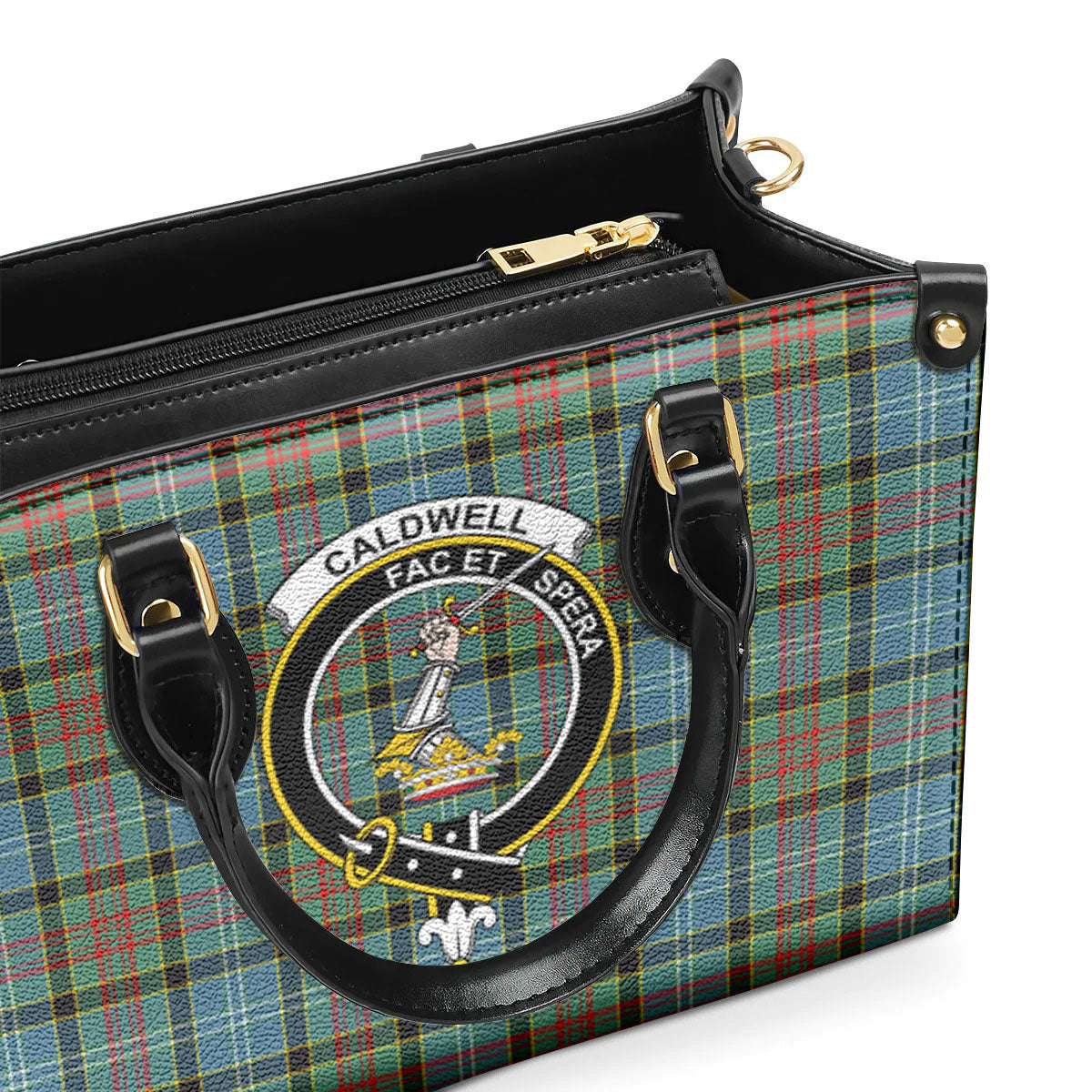 Caldwell Tartan Crest Leather Handbag