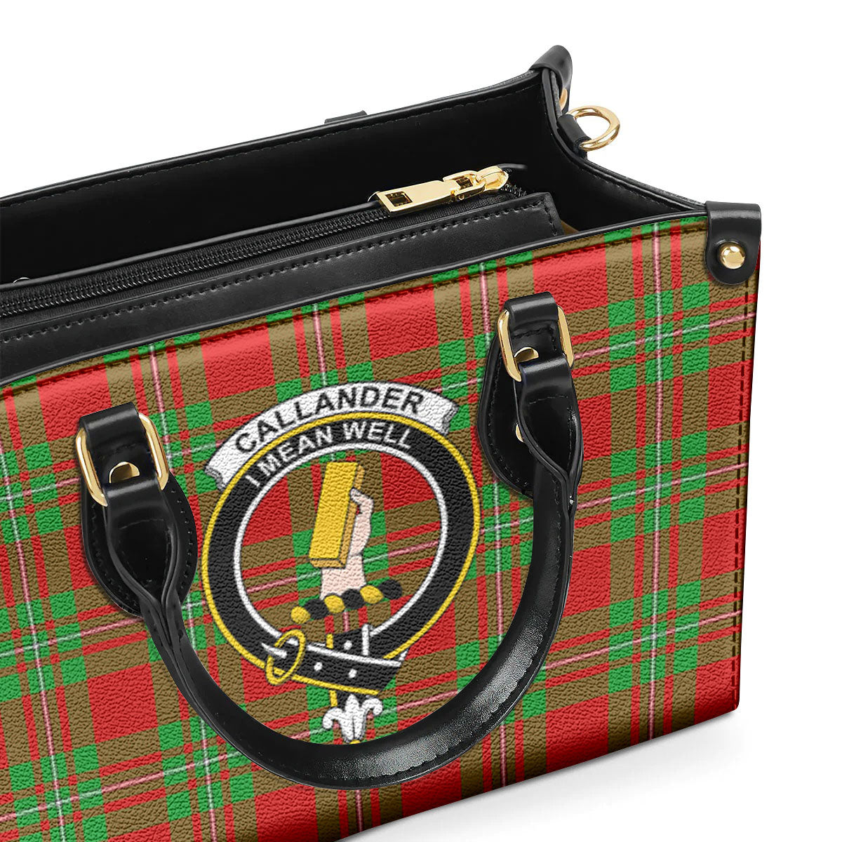 Callander Tartan Crest Leather Handbag