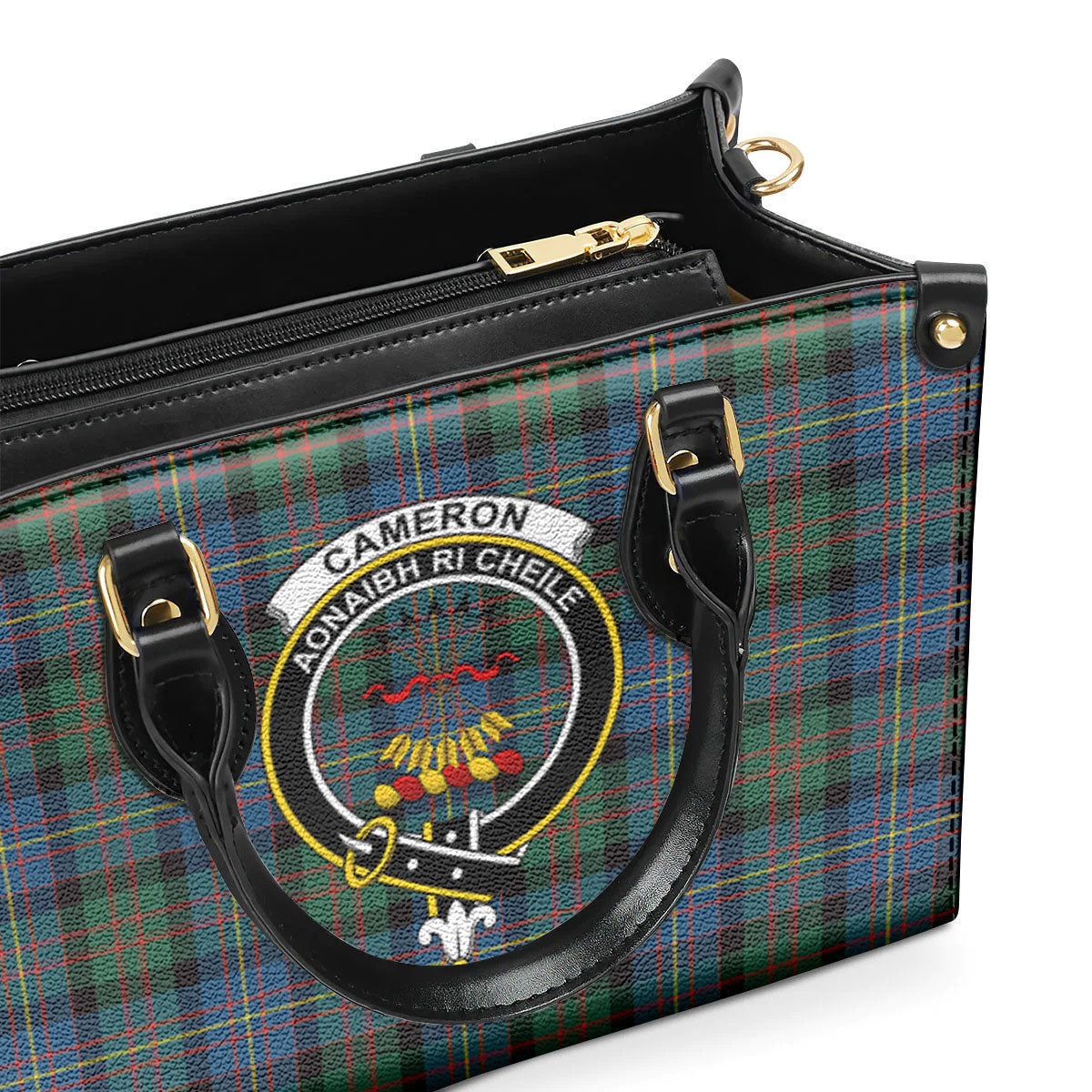 Cameron of Erracht Ancient Tartan Crest Leather Handbag