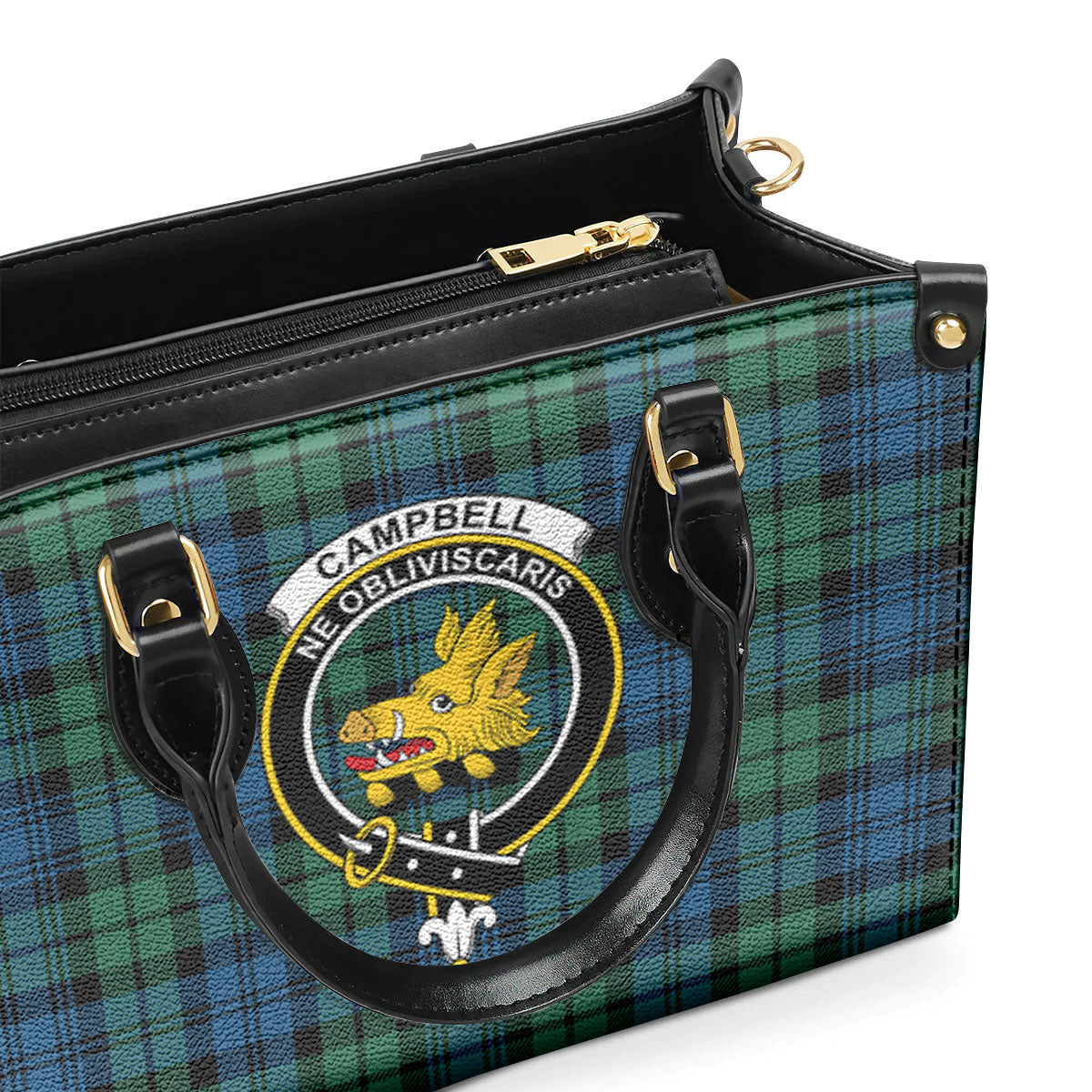 Campbell Ancient 02 Tartan Crest Leather Handbag