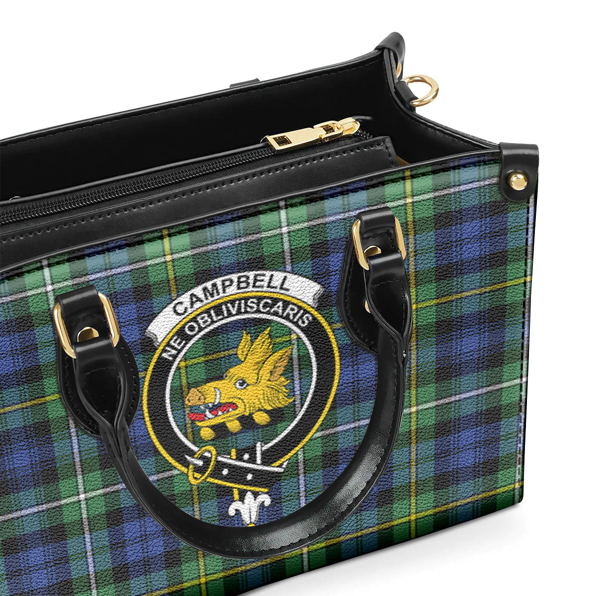 Campbell Argyll Ancient Tartan Crest Leather Handbag