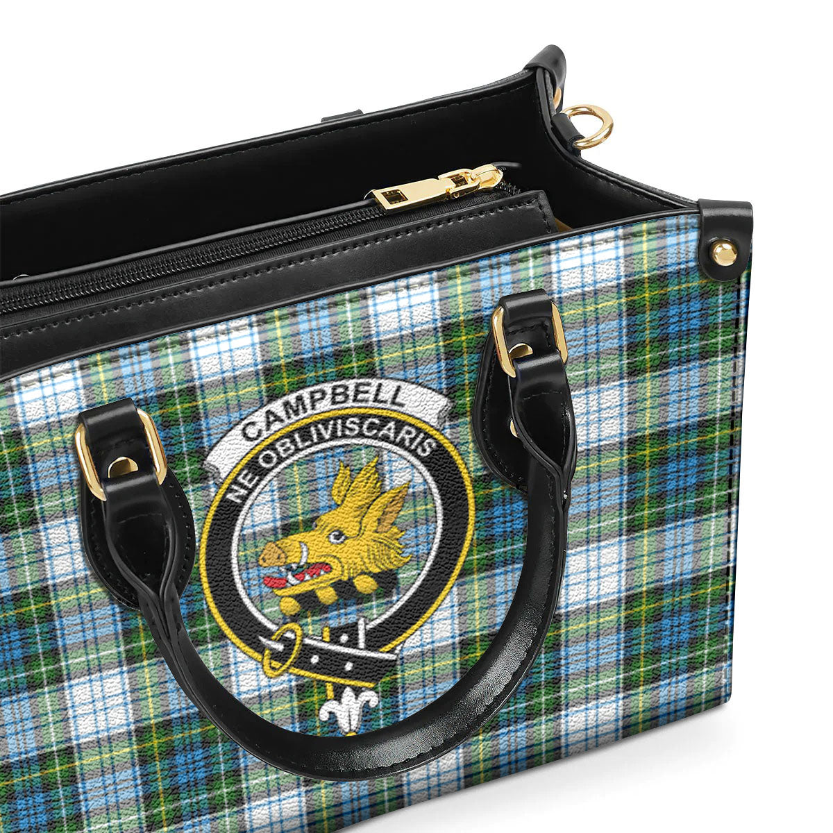 Campbell Dress Tartan Crest Leather Handbag