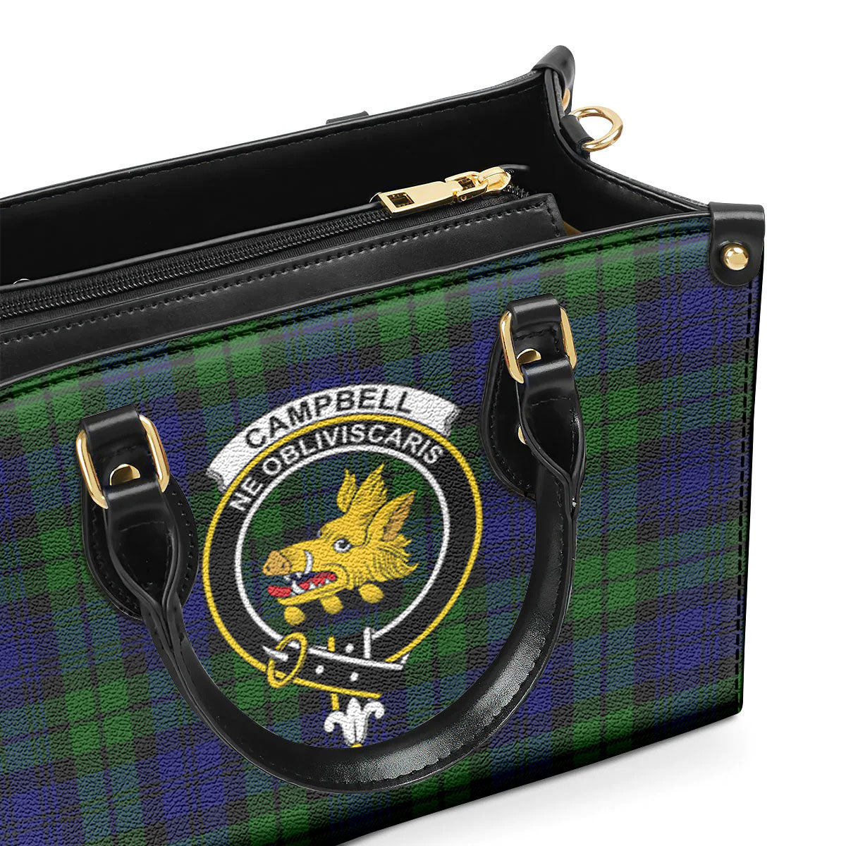 Campbell Modern Tartan Crest Leather Handbag