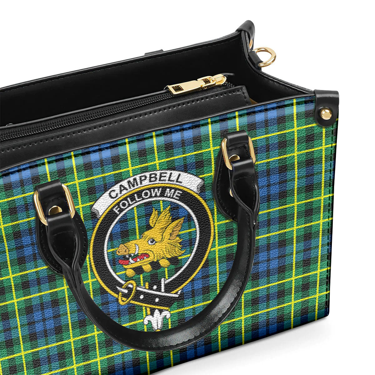 Campbell of Breadalbane Ancient Tartan Crest Leather Handbag