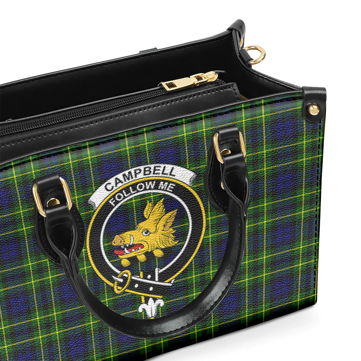 Campbell of Breadalbane Modern Tartan Crest Leather Handbag