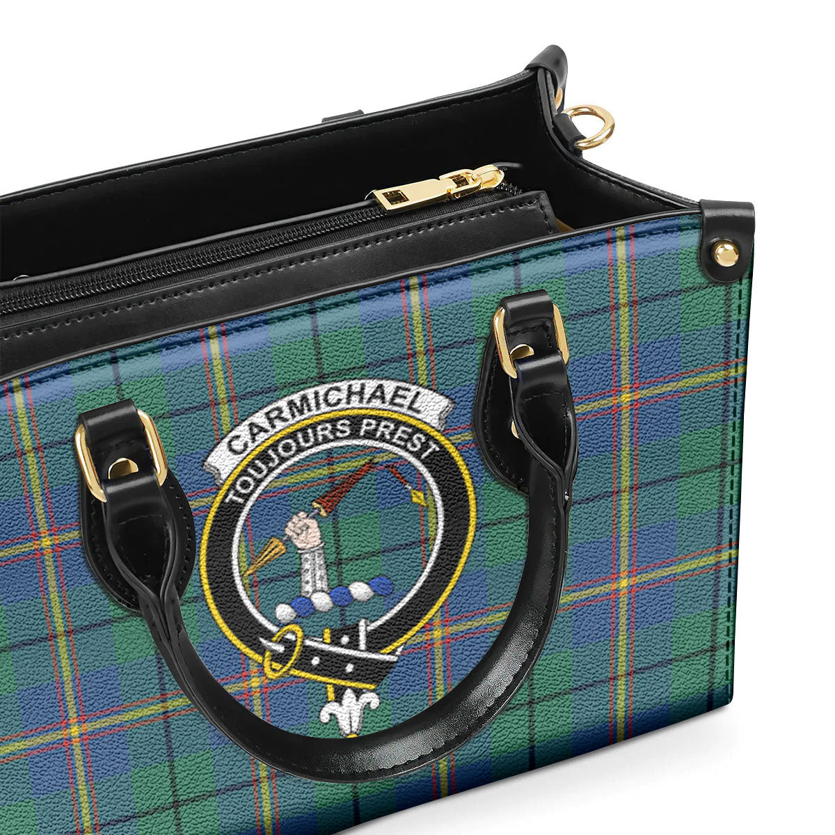 Carmichael Ancient Tartan Crest Leather Handbag