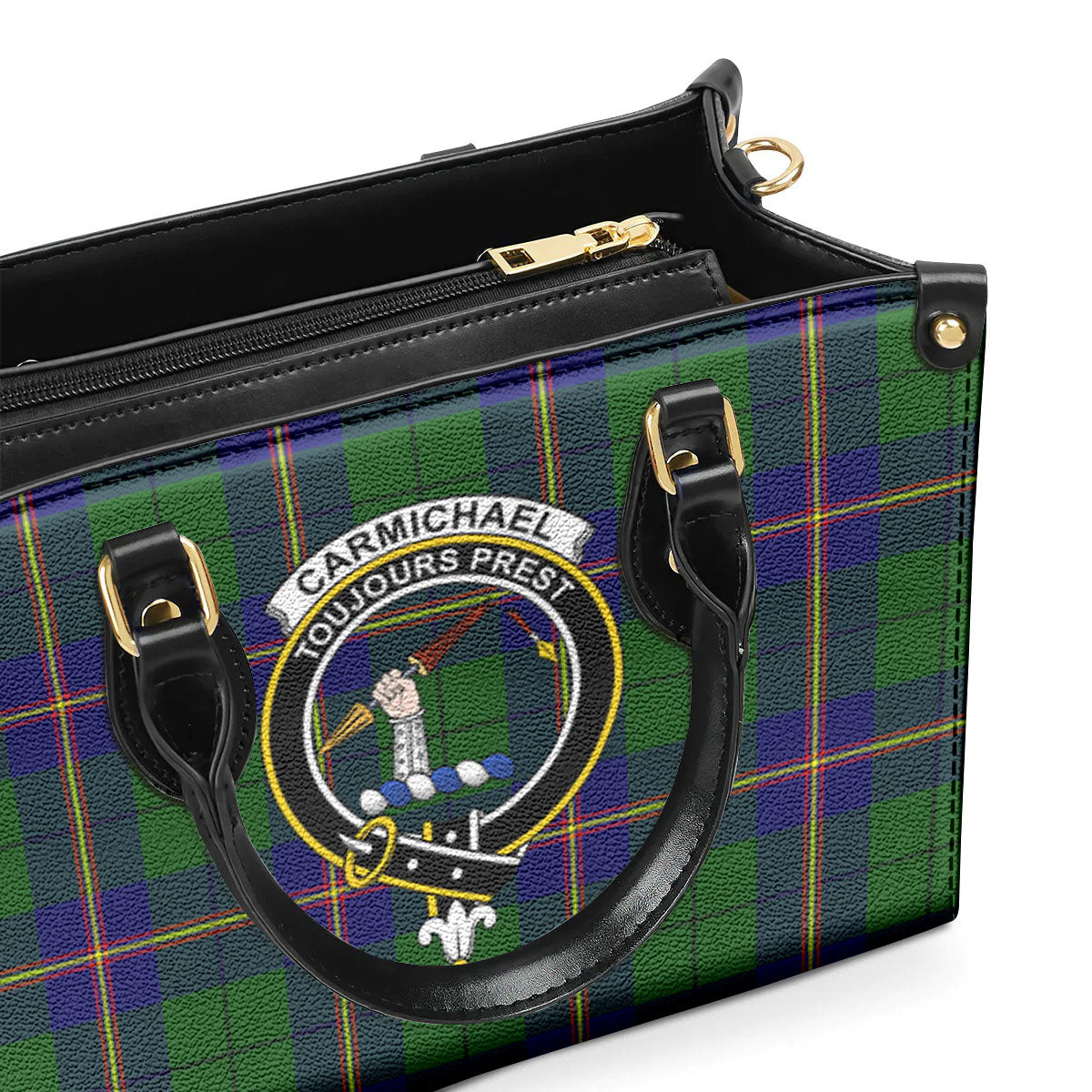 Carmichael Modern Tartan Crest Leather Handbag