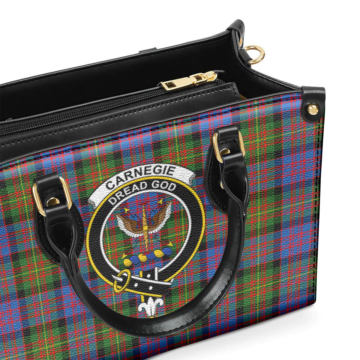 Carnegie Ancient Tartan Crest Leather Handbag