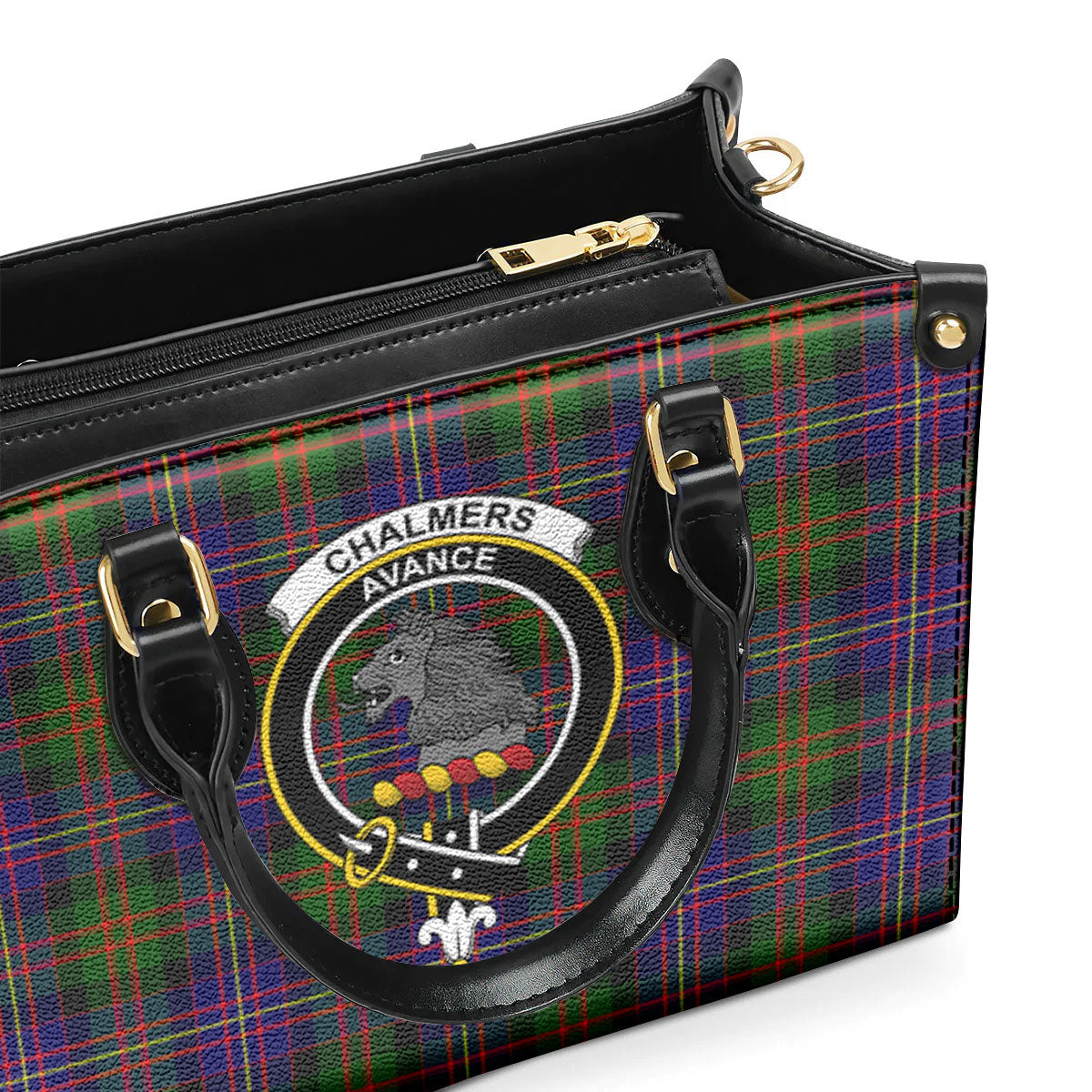 Chalmers Tartan Crest Leather Handbag