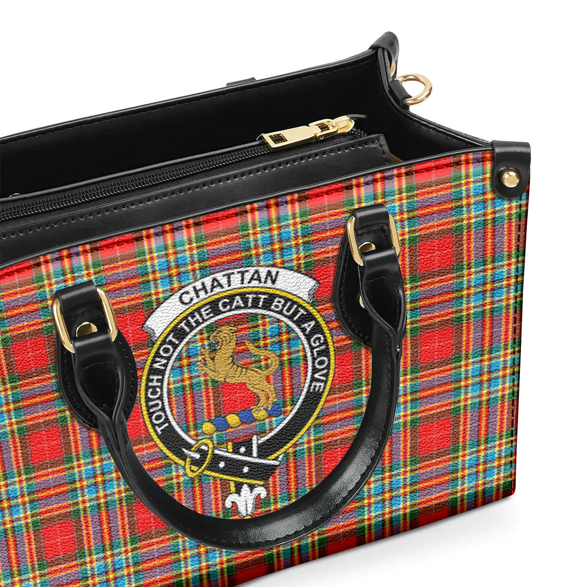 Chattan Tartan Crest Leather Handbag