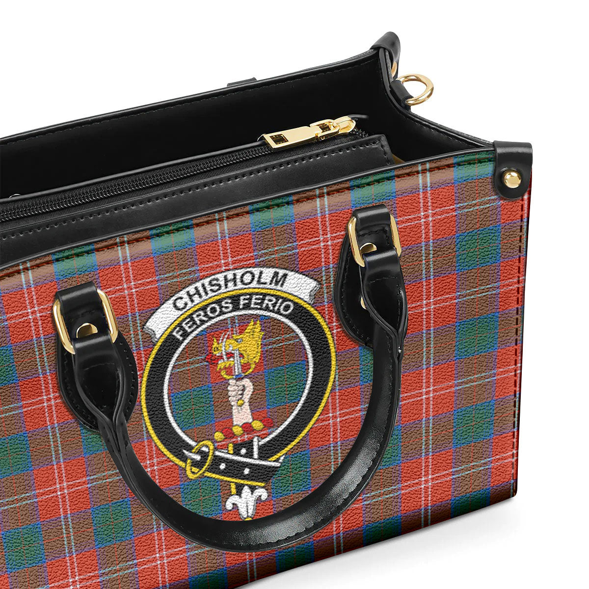 Chisholm Ancient Tartan Crest Leather Handbag