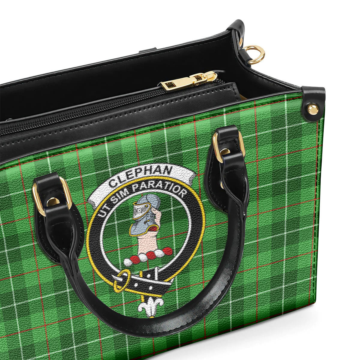 Clephan (or Clephane) Tartan Crest Leather Handbag