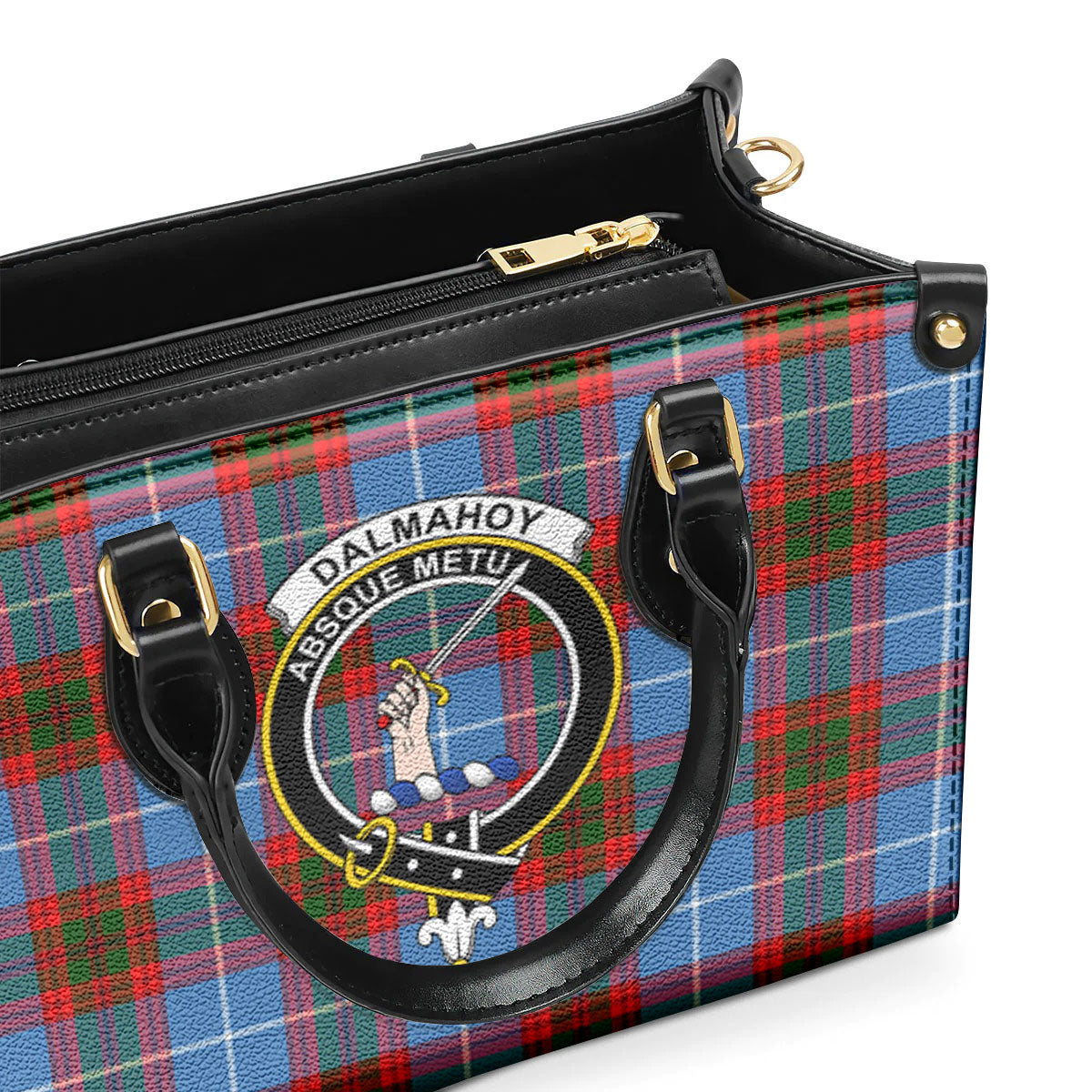 Dalmahoy Tartan Crest Leather Handbag