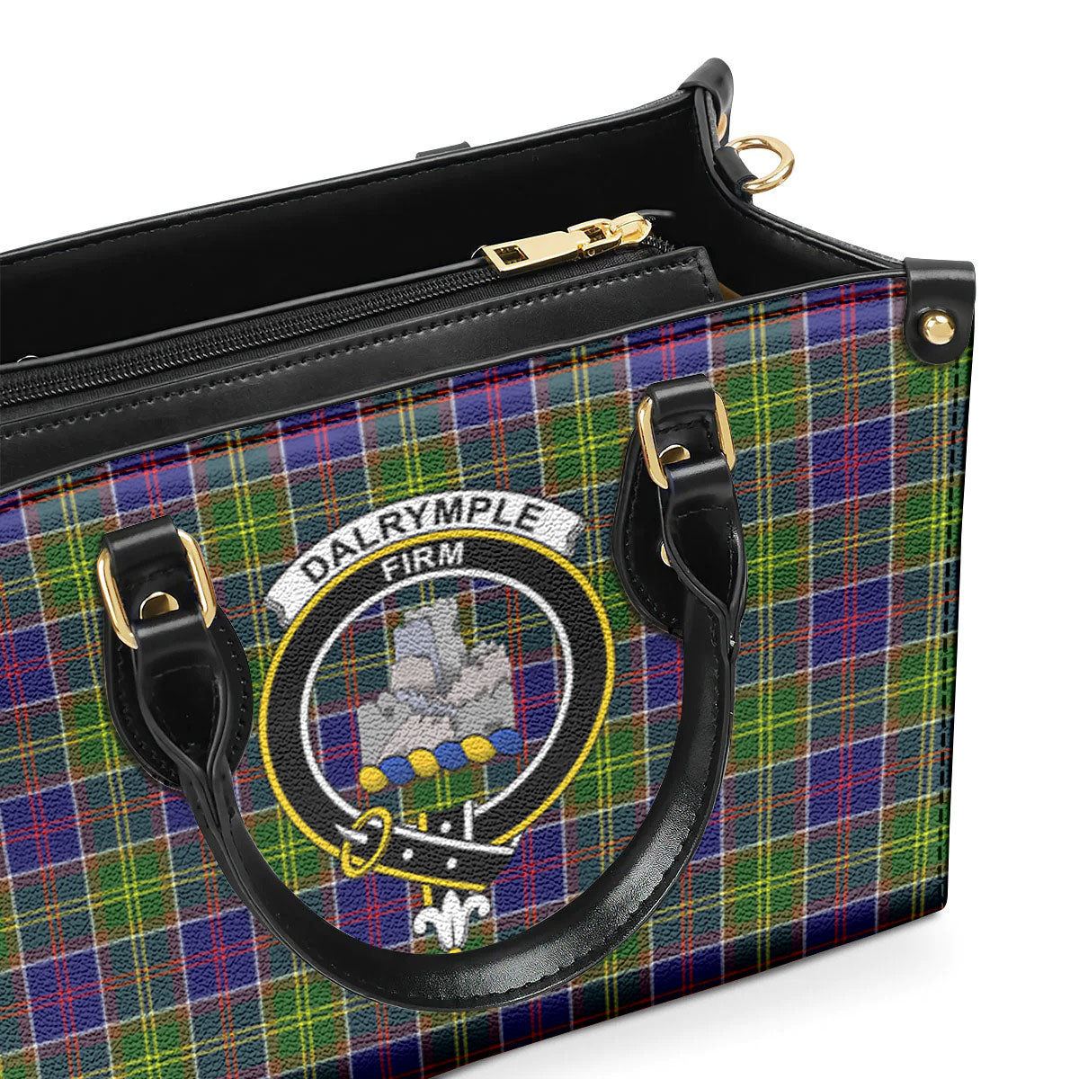 Dalrymple Tartan Crest Leather Handbag