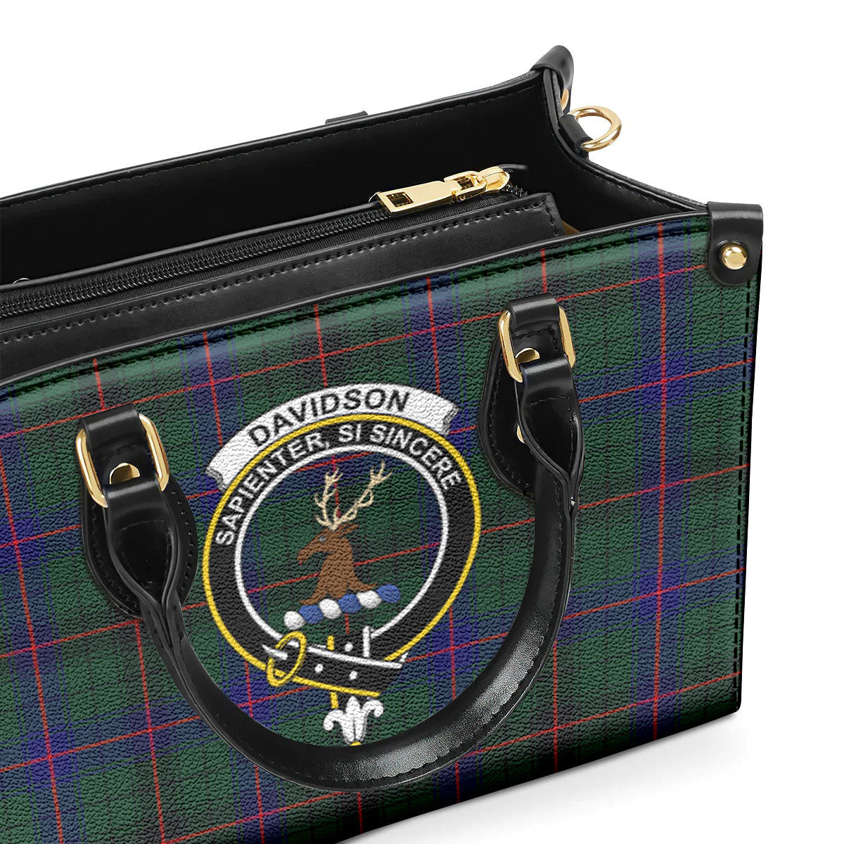 Davidson Modern Tartan Crest Leather Handbag