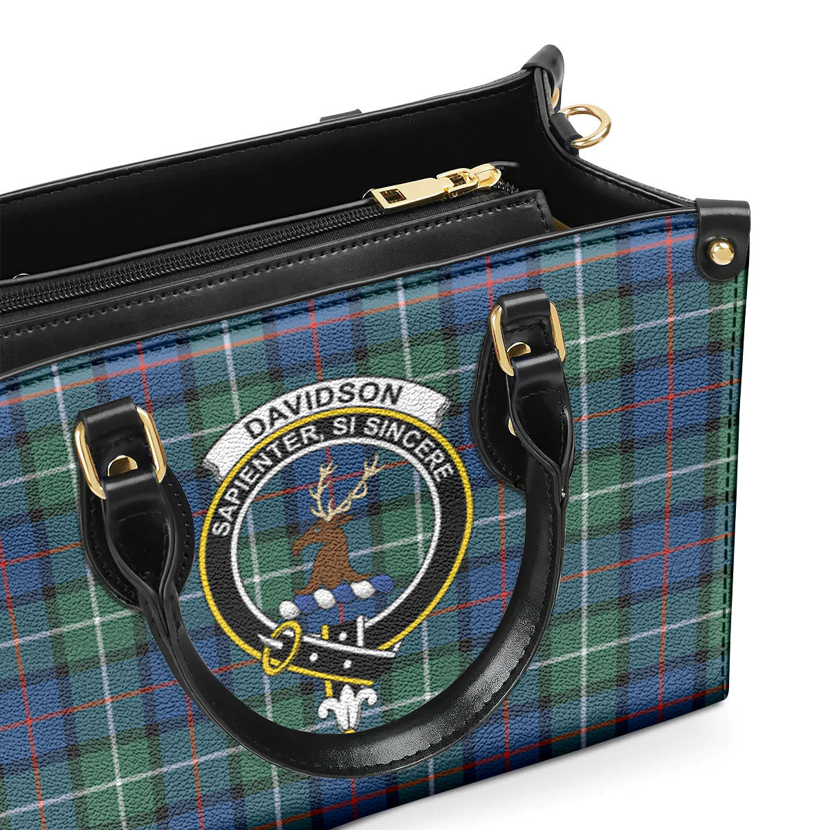 Davidson of Tulloch Tartan Crest Leather Handbag