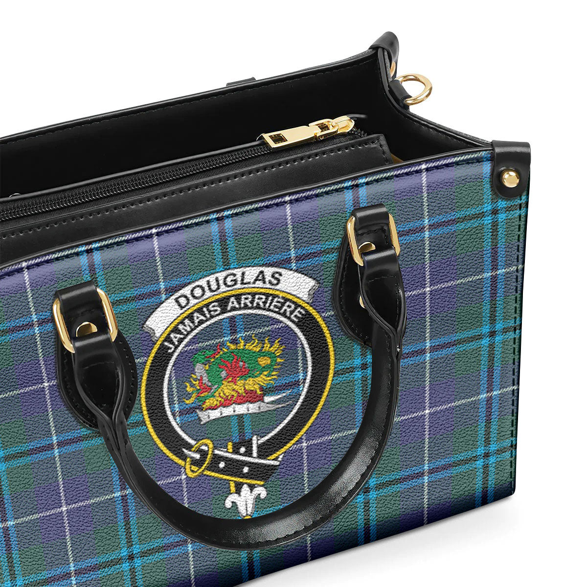 Douglas Modern Tartan Crest Leather Handbag