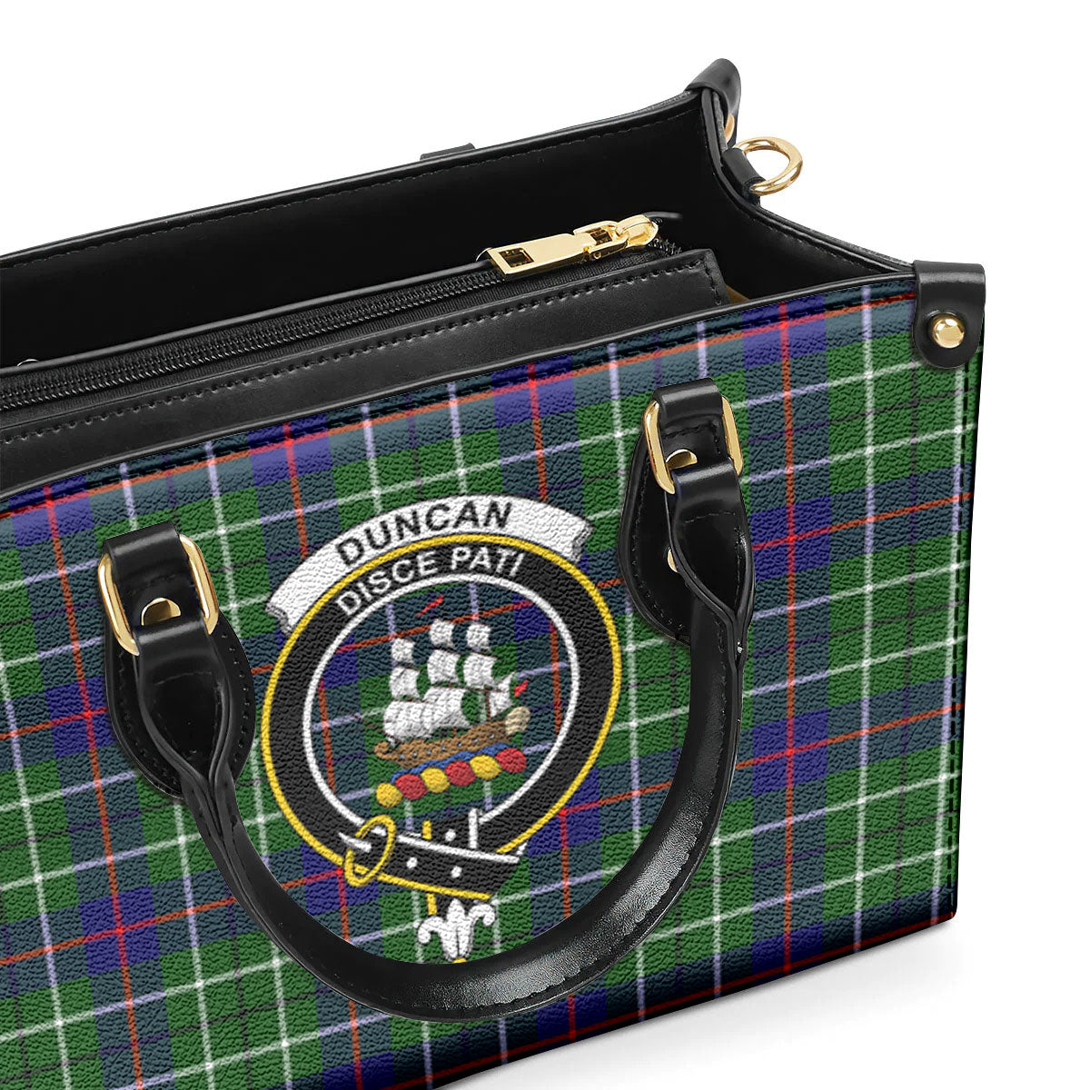 Duncan Modern Tartan Crest Leather Handbag