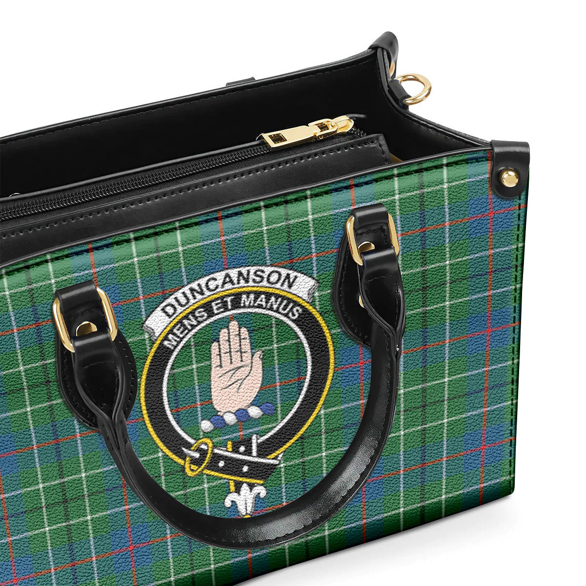 Duncanson Tartan Crest Leather Handbag