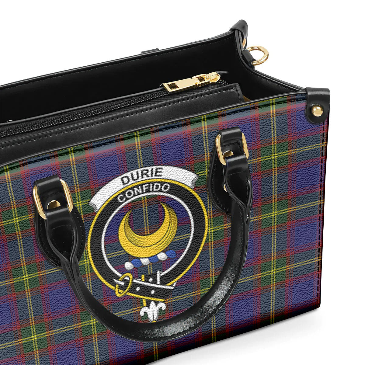 Durie Tartan Crest Leather Handbag