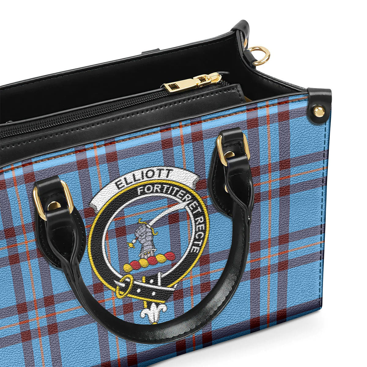 Elliott Ancient Tartan Crest Leather Handbag