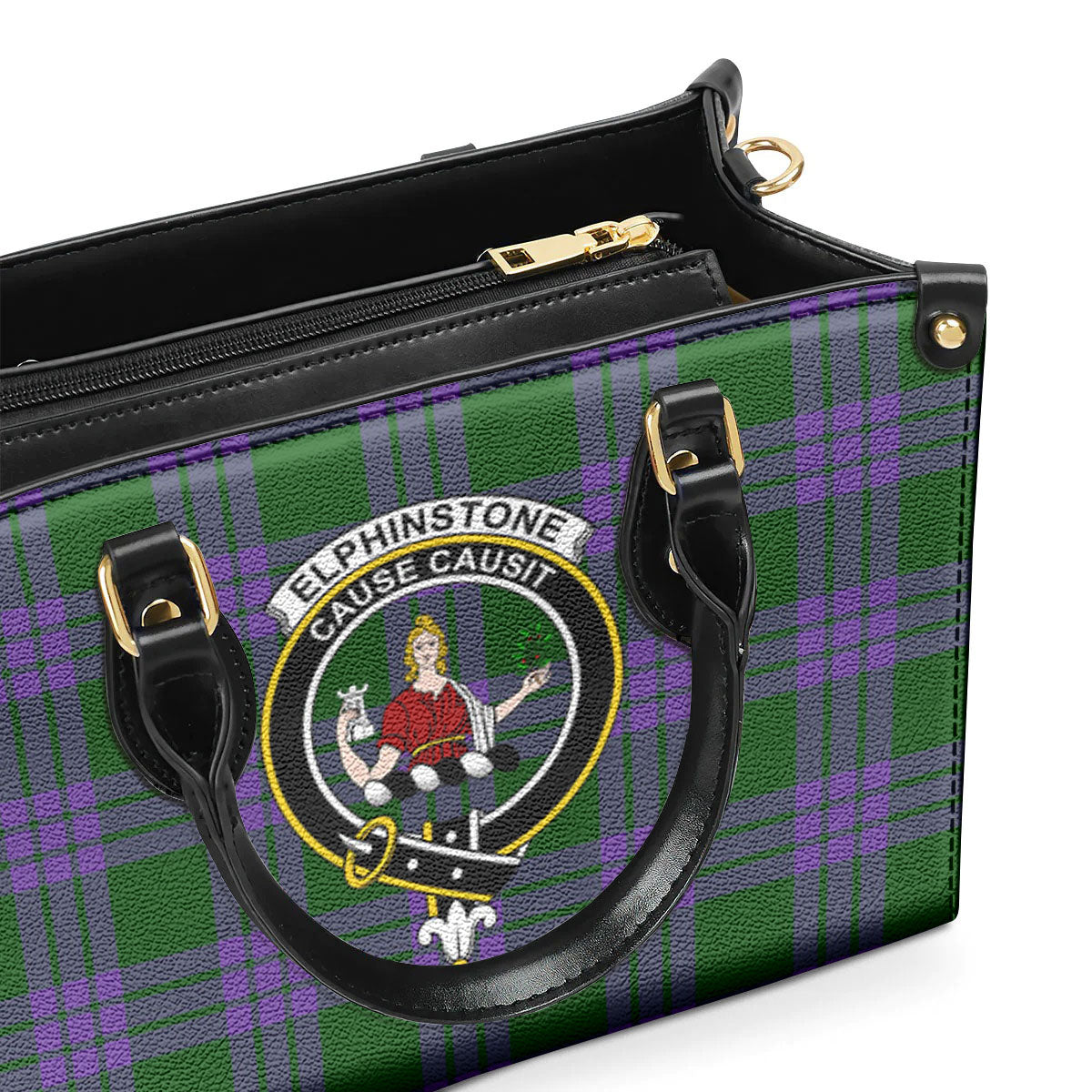 Elphinstone Tartan Crest Leather Handbag