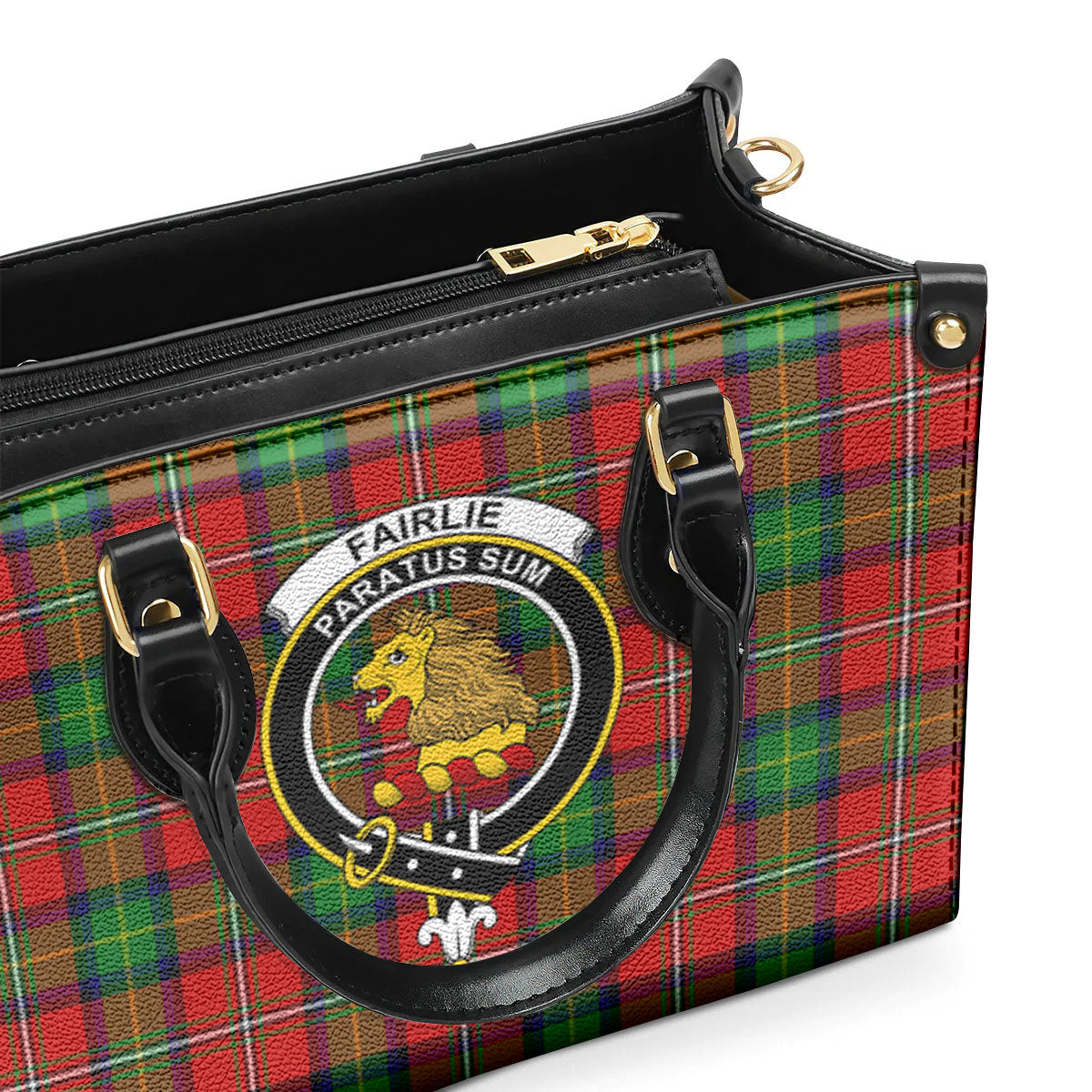 Fairlie Tartan Crest Leather Handbag