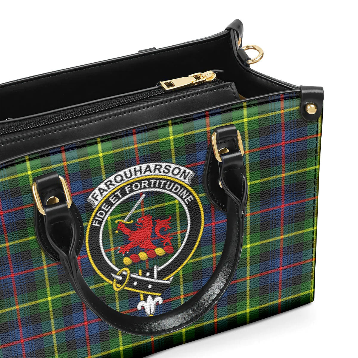 Farquharson Modern Tartan Crest Leather Handbag