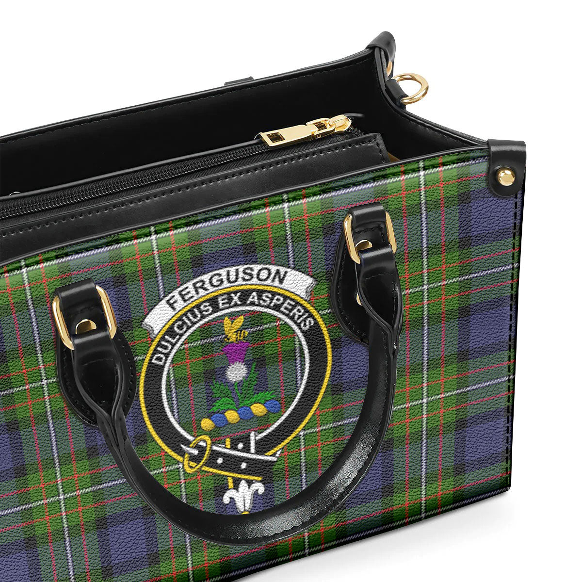 Ferguson Tartan Crest Leather Handbag