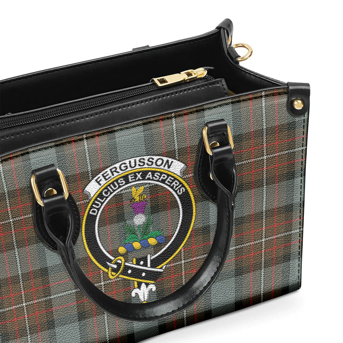 Fergusson Weathered Tartan Crest Leather Handbag