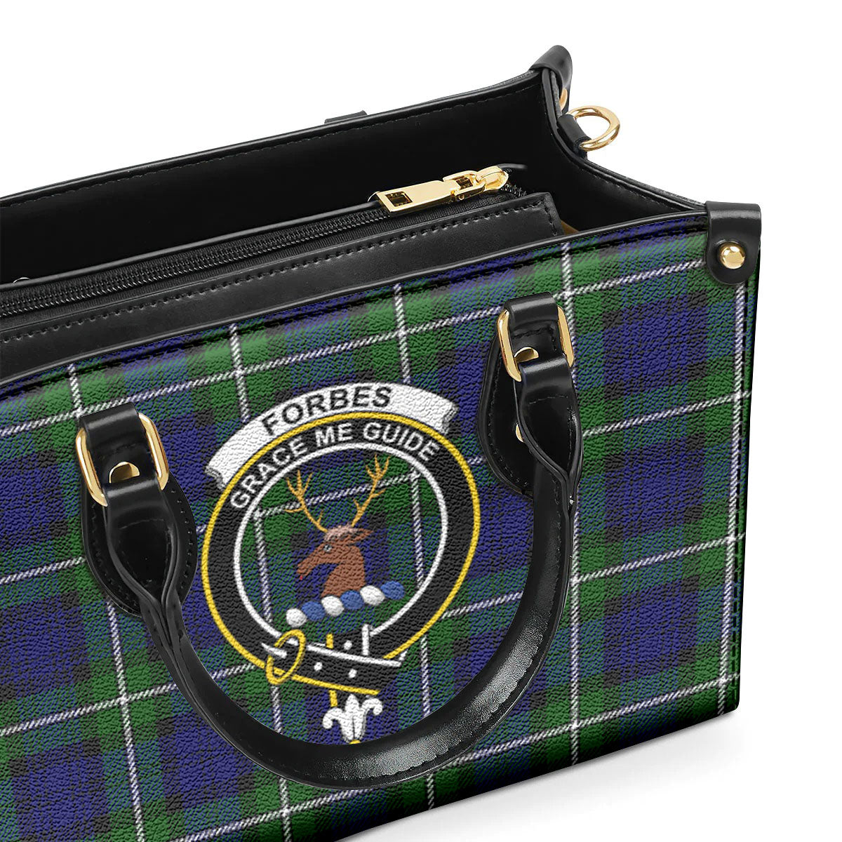 Forbes Modern Tartan Crest Leather Handbag