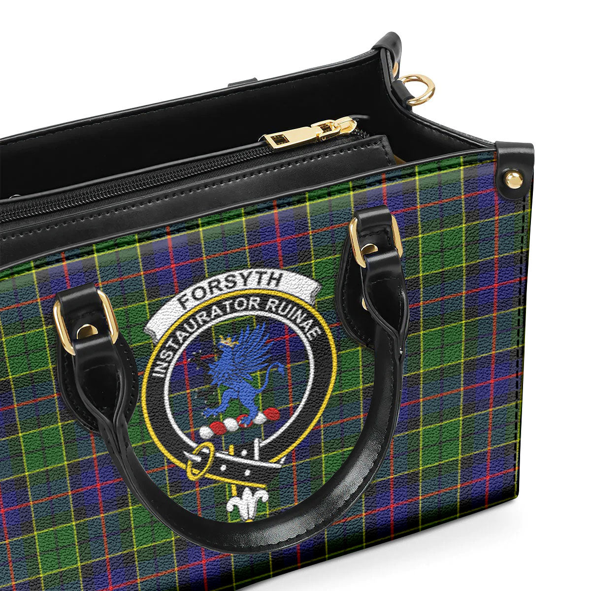 Forsyth Modern Tartan Crest Leather Handbag