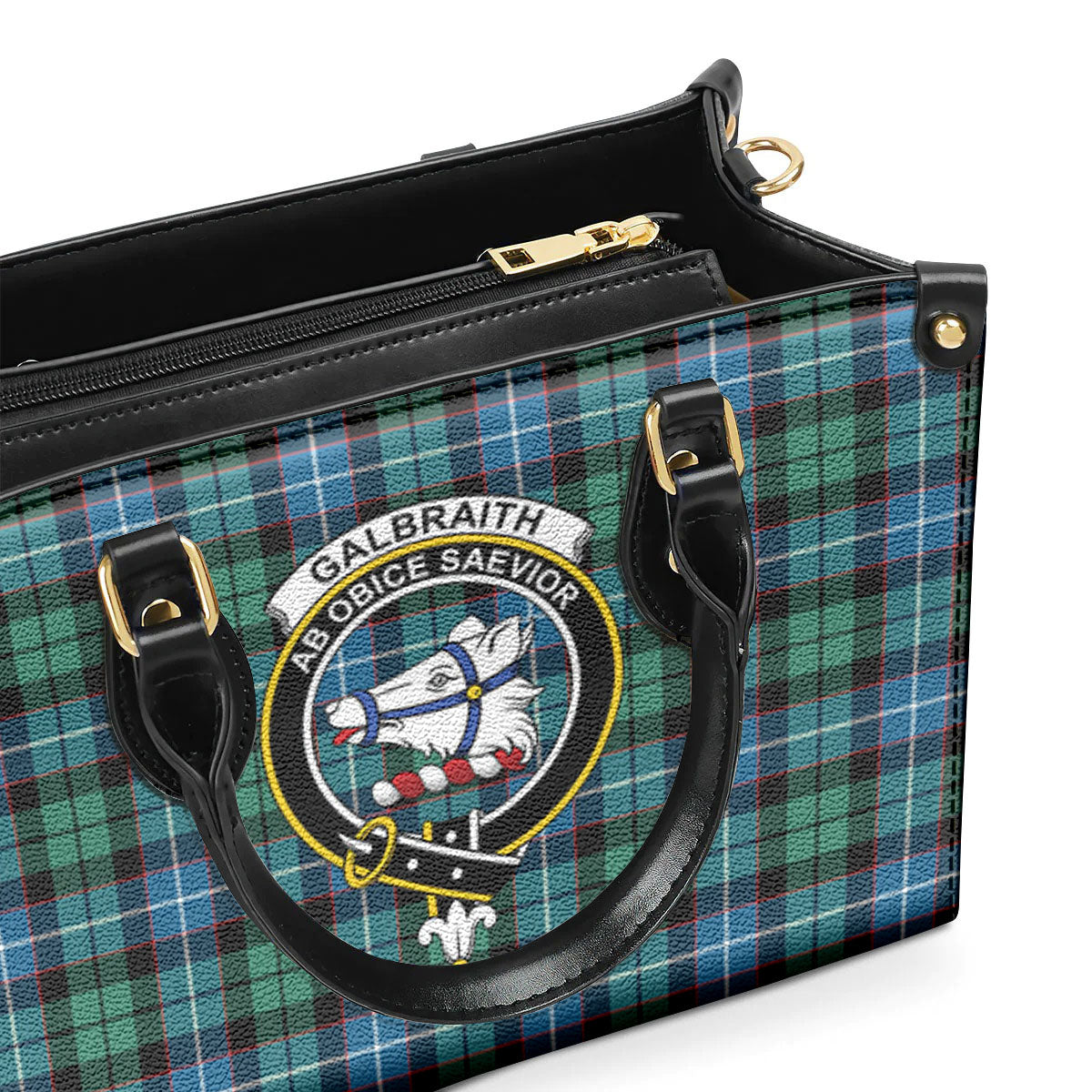 Galbraith Ancient Tartan Crest Leather Handbag