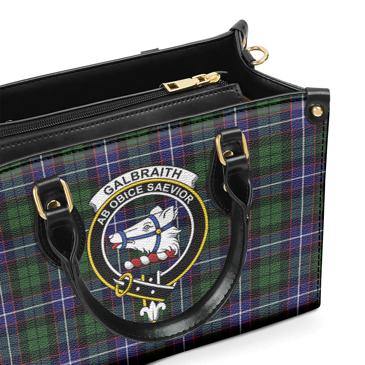 Galbraith Modern Tartan Crest Leather Handbag