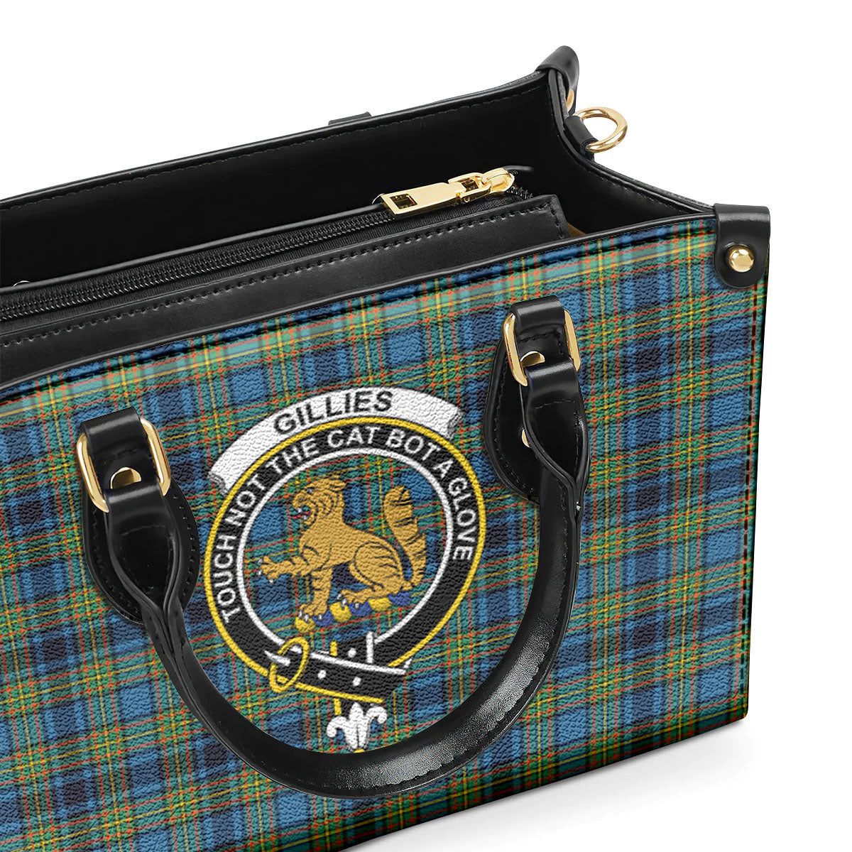 Gillies Ancient Tartan Crest Leather Handbag