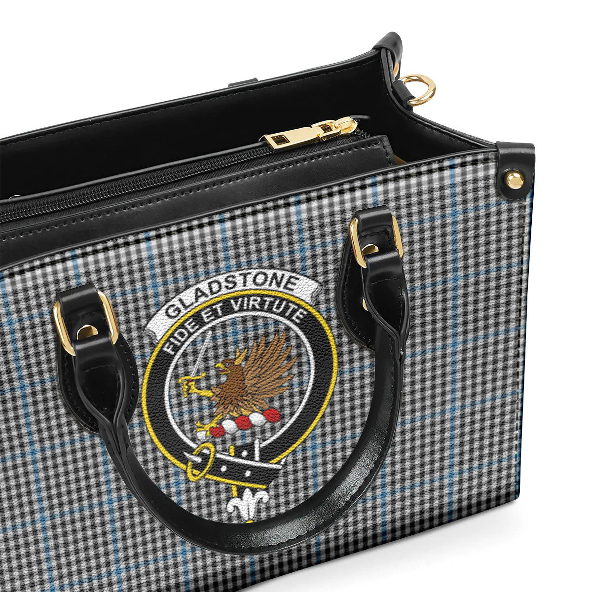 Gladstone Tartan Crest Leather Handbag