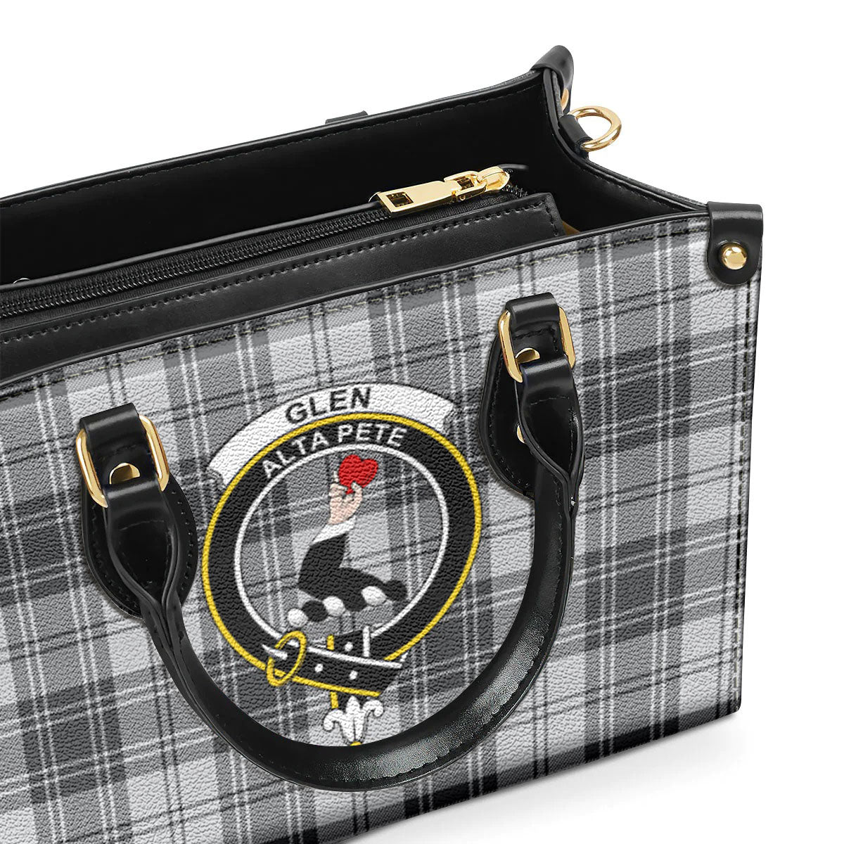 Glen Tartan Crest Leather Handbag