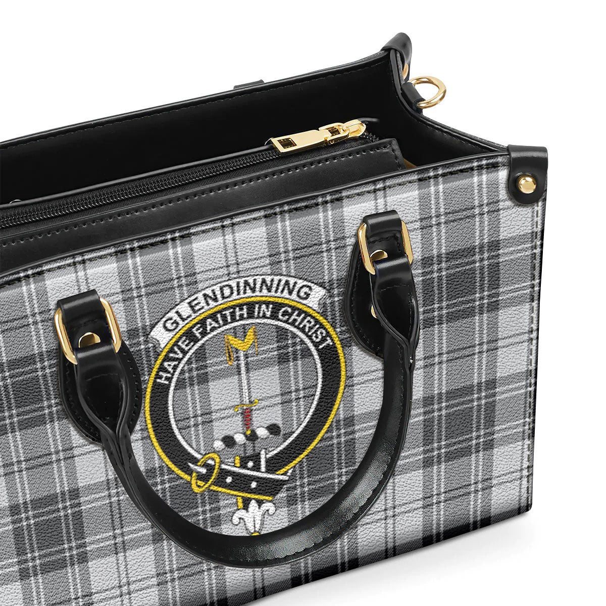 Glendinning Tartan Crest Leather Handbag