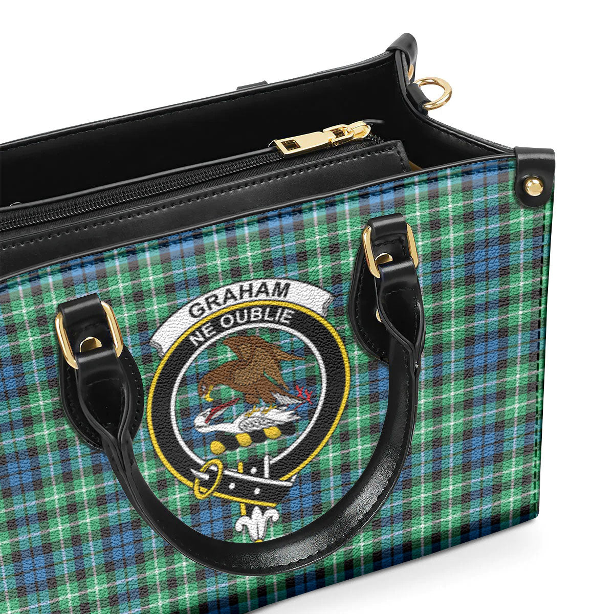 Graham of Montrose Ancient Tartan Crest Leather Handbag