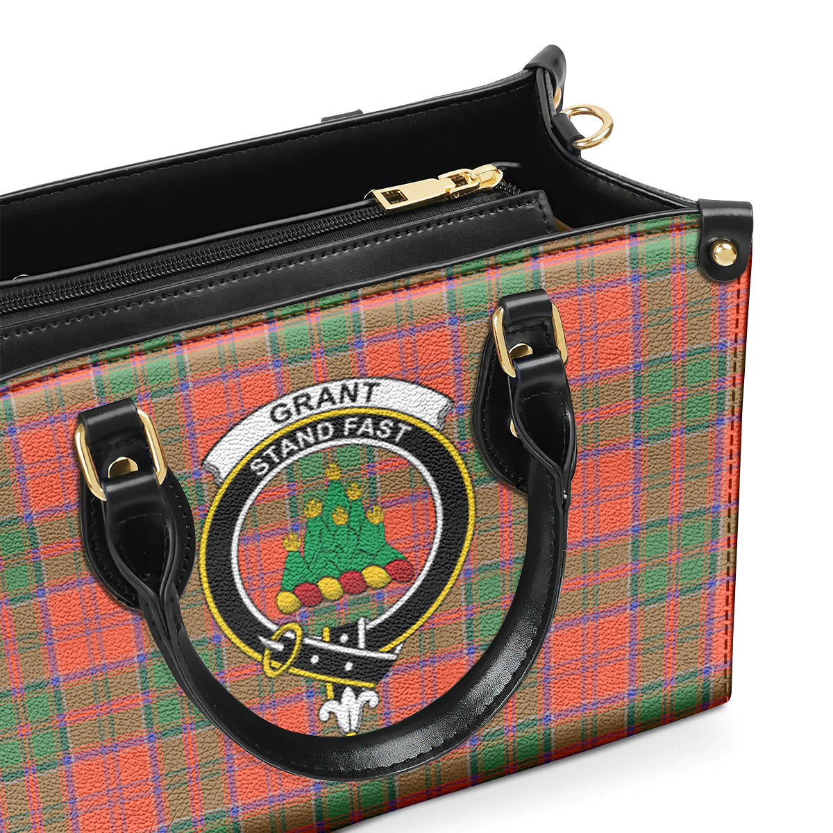 Grant Ancient Tartan Crest Leather Handbag