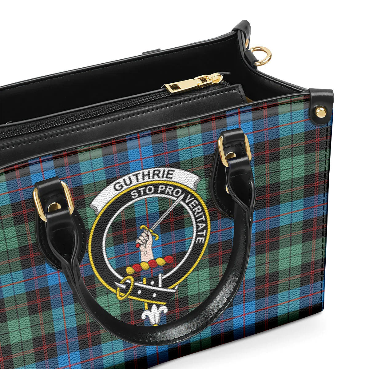 Guthrie Ancient Tartan Crest Leather Handbag