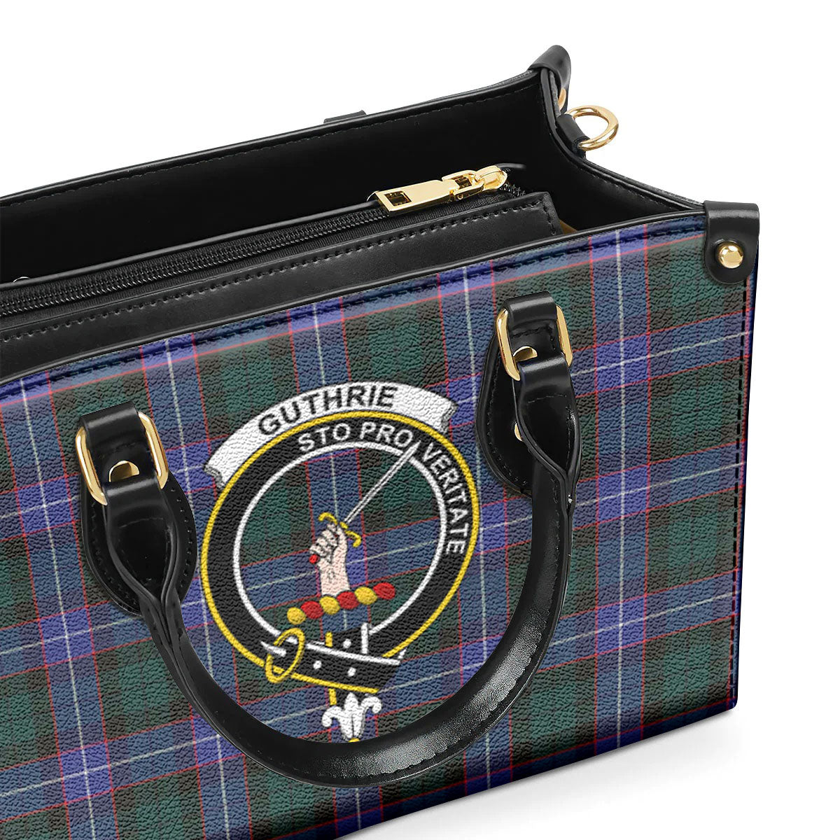 Guthrie Modern Tartan Crest Leather Handbag