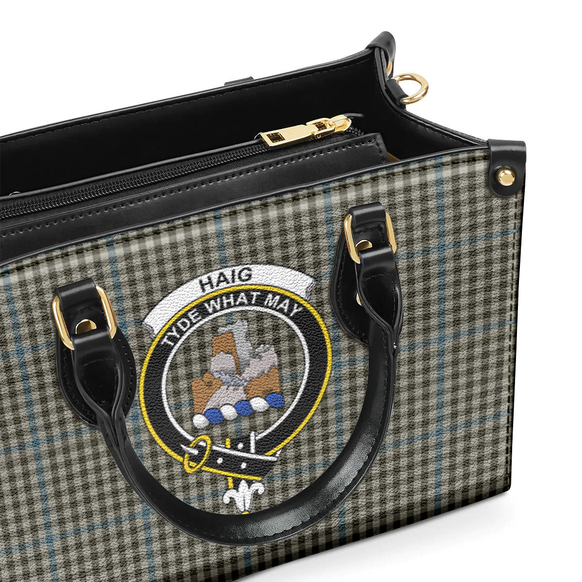 Haig Check Tartan Crest Leather Handbag