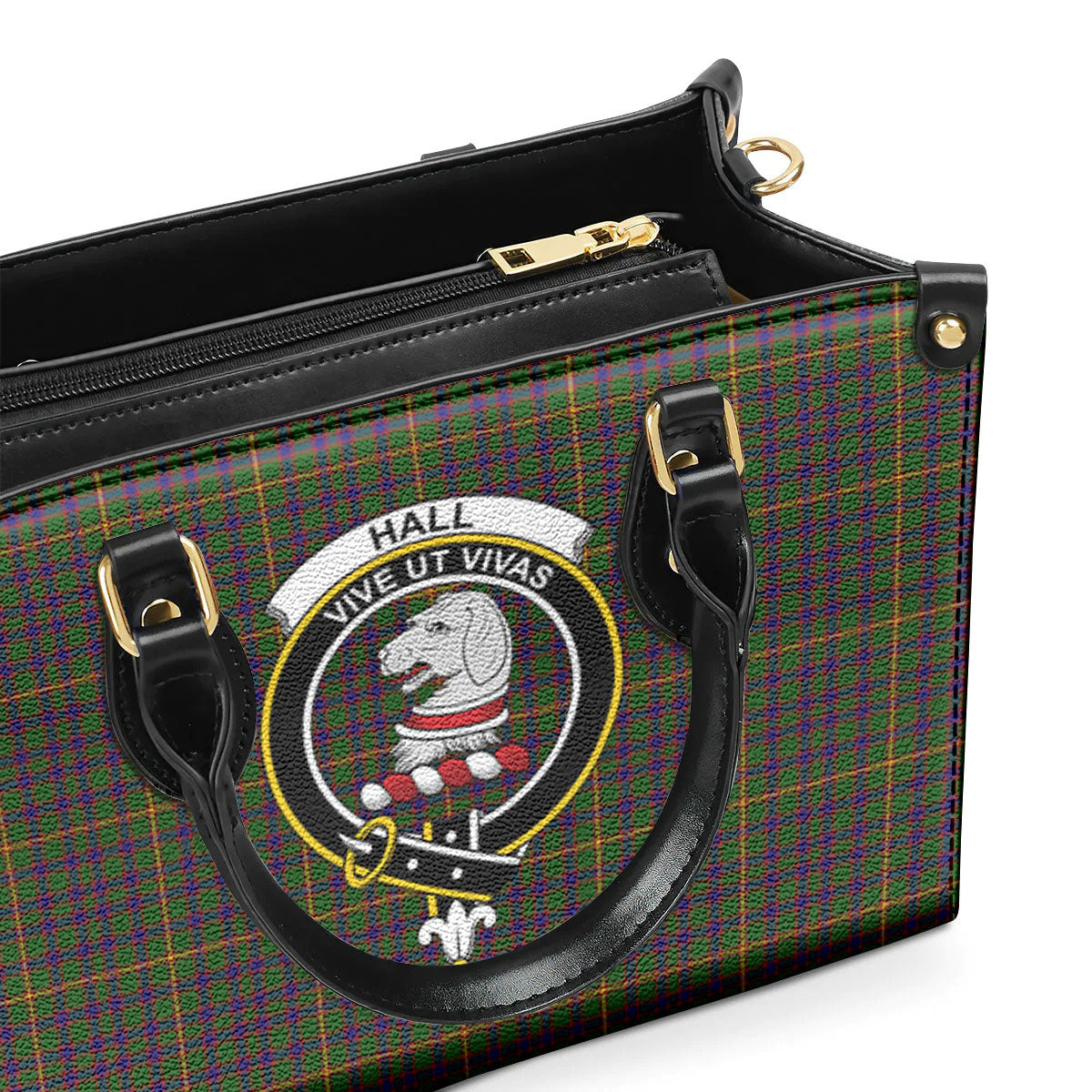 Hall Tartan Crest Leather Handbag