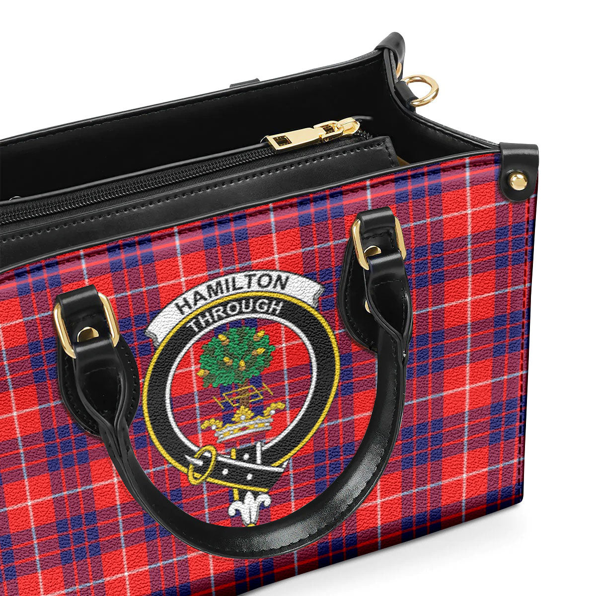 Hamilton Modern Tartan Crest Leather Handbag